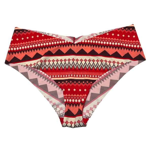 NWT AERIE Cheeky Pantie/Underwear Sz M Red Ivory Brown - Picture 1 of 3